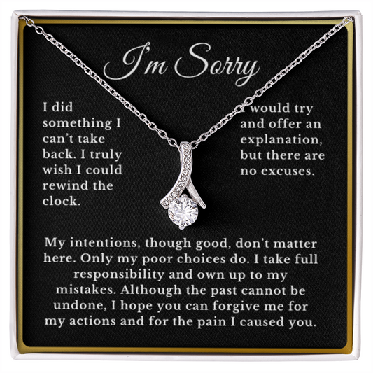 Apology Gift Necklace Message, I'm Sorry Card with Jewelry