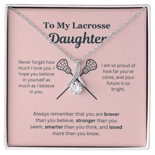 EllePendants To My Lacrosse Daughter Necklace, Father Daughter Necklace, Mother Daughter Necklace, Daughter Birthday, Heart Jewelry, Gold Jewelry, Interlocking Hearts, Message Card Necklace