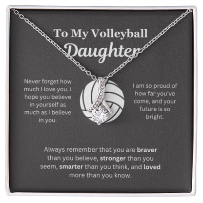 EllePendants To My Volleyball Daughter Necklace, Father Daughter Necklace, Mother Daughter Necklace, Daughter Birthday, Heart Jewelry, Gold Jewelry, Interlocking Hearts, Message Card Necklace