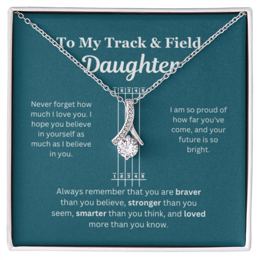 EllePendants To My Track and Field Daughter Necklace, Father Daughter Necklace, Mother Daughter Necklace, Daughter Birthday, Heart Jewelry, Gold Jewelry, Interlocking Hearts, Message Card Necklace