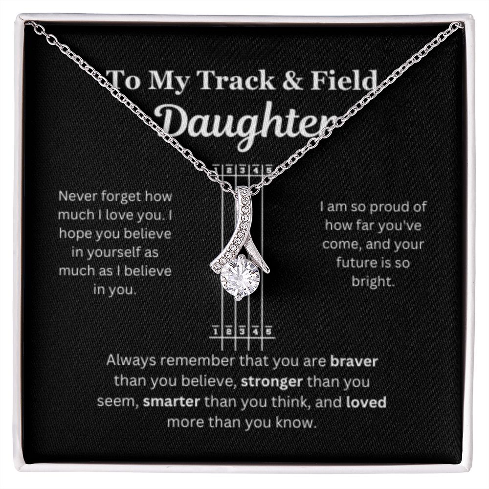 EllePendants To My Track and Field Daughter Necklace, Father Daughter Necklace, Mother Daughter Necklace, Daughter Birthday, Heart Jewelry, Gold Jewelry, Interlocking Hearts, Message Card Necklace