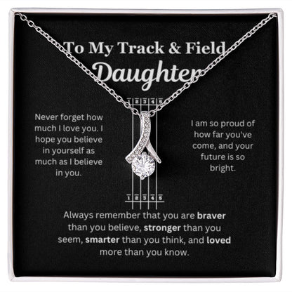 EllePendants To My Track and Field Daughter Necklace, Father Daughter Necklace, Mother Daughter Necklace, Daughter Birthday, Heart Jewelry, Gold Jewelry, Interlocking Hearts, Message Card Necklace