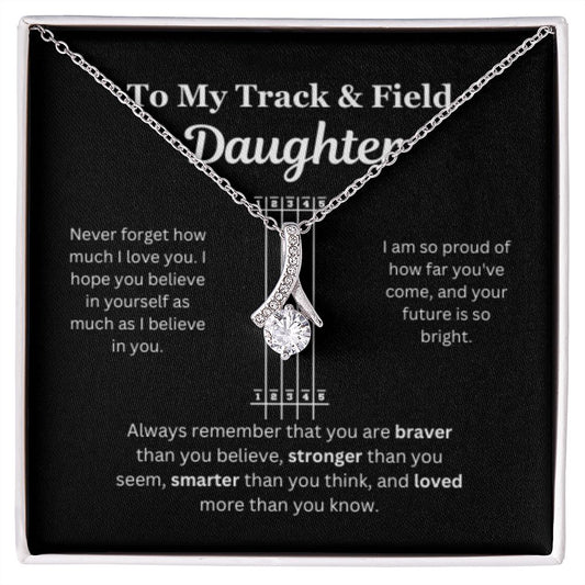 EllePendants To My Track and Field Daughter Necklace, Father Daughter Necklace, Mother Daughter Necklace, Daughter Birthday, Heart Jewelry, Gold Jewelry, Interlocking Hearts, Message Card Necklace