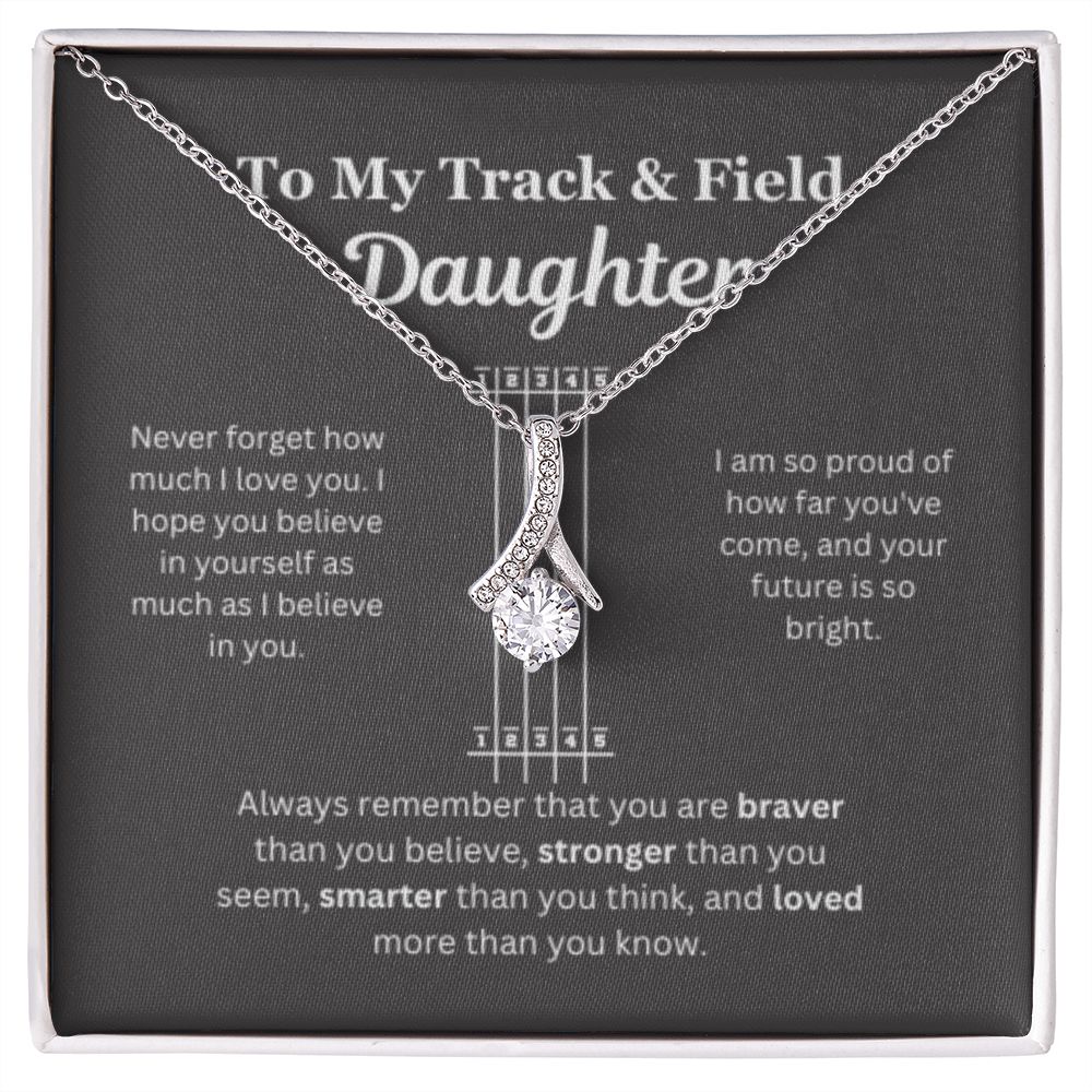 EllePendants To My Track and Field Daughter Necklace, Father Daughter Necklace, Mother Daughter Necklace, Daughter Birthday, Heart Jewelry, Gold Jewelry, Interlocking Hearts, Message Card Necklace