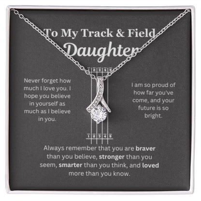 EllePendants To My Track and Field Daughter Necklace, Father Daughter Necklace, Mother Daughter Necklace, Daughter Birthday, Heart Jewelry, Gold Jewelry, Interlocking Hearts, Message Card Necklace