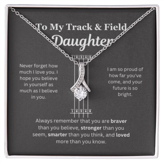 EllePendants To My Track and Field Daughter Necklace, Father Daughter Necklace, Mother Daughter Necklace, Daughter Birthday, Heart Jewelry, Gold Jewelry, Interlocking Hearts, Message Card Necklace