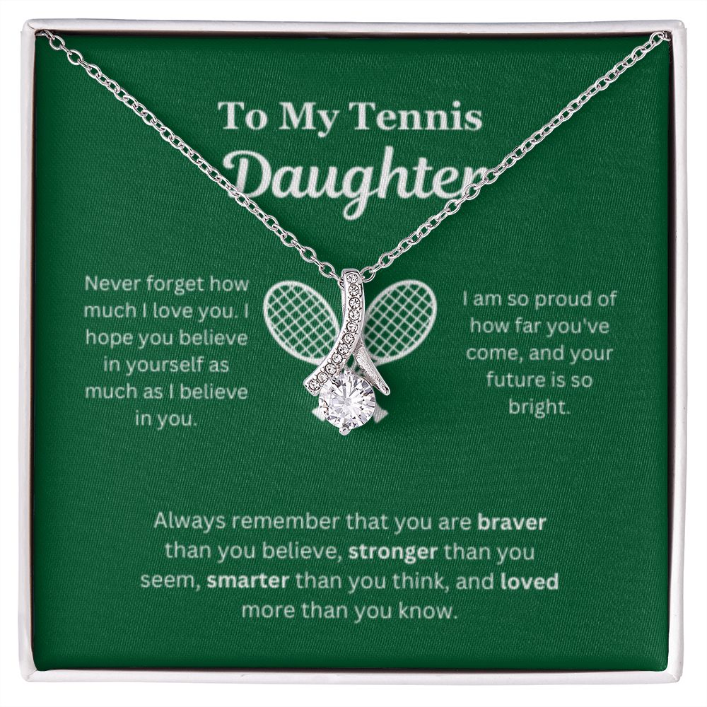 EllePendants To My Tennis Daughter Necklace, Father Daughter Necklace, Mother Daughter Necklace, Daughter Birthday, Heart Jewelry, Gold Jewelry, Interlocking Hearts, Message Card Necklace