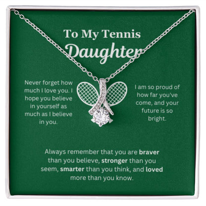 EllePendants To My Tennis Daughter Necklace, Father Daughter Necklace, Mother Daughter Necklace, Daughter Birthday, Heart Jewelry, Gold Jewelry, Interlocking Hearts, Message Card Necklace