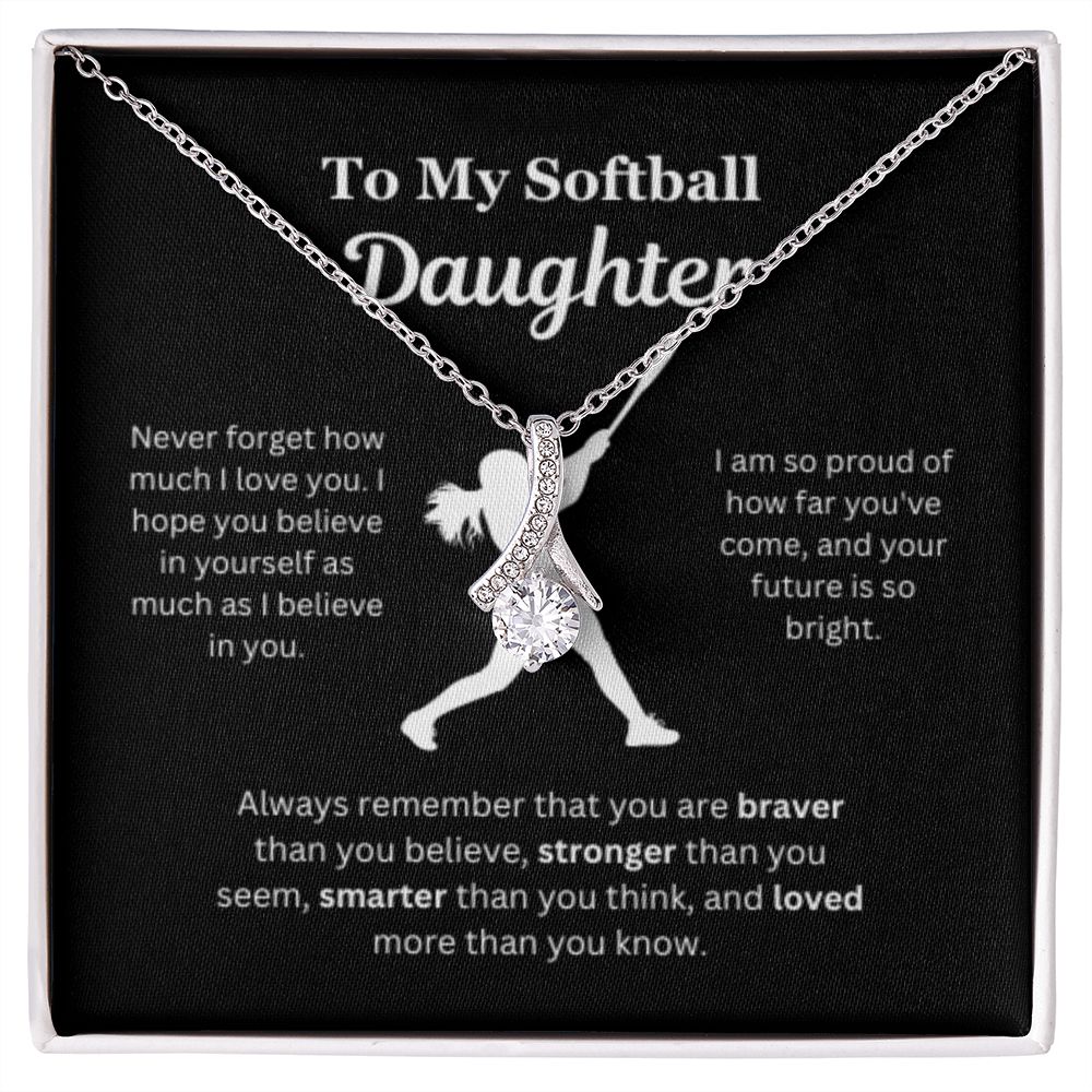 EllePendants To My Softball Daughter Necklace, Father Daughter Necklace, Mother Daughter Necklace, Daughter Birthday, Heart Jewelry, Gold Jewelry, Interlocking Hearts, Message Card Necklace