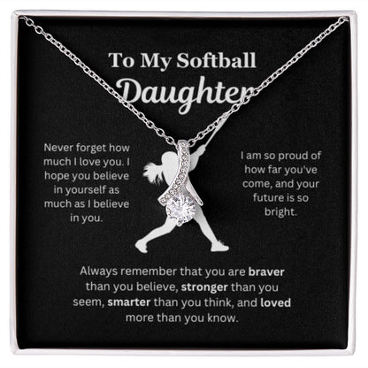 EllePendants To My Softball Daughter Necklace, Father Daughter Necklace, Mother Daughter Necklace, Daughter Birthday, Heart Jewelry, Gold Jewelry, Interlocking Hearts, Message Card Necklace