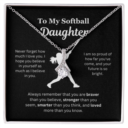 EllePendants To My Softball Daughter Necklace, Father Daughter Necklace, Mother Daughter Necklace, Daughter Birthday, Heart Jewelry, Gold Jewelry, Interlocking Hearts, Message Card Necklace