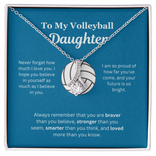 EllePendants To My Volleyball Daughter Necklace, Father Daughter Necklace, Mother Daughter Necklace, Daughter Birthday, Heart Jewelry, Gold Jewelry, Interlocking Hearts, Message Card Necklace