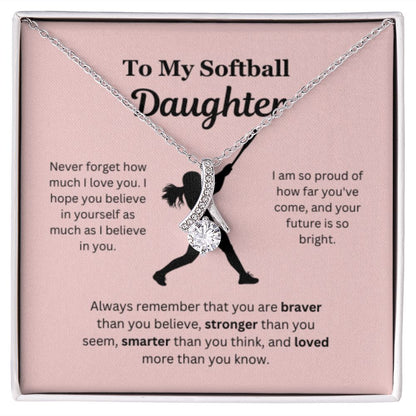 EllePendants To My Softball Daughter Necklace, Father Daughter Necklace, Mother Daughter Necklace, Daughter Birthday, Heart Jewelry, Gold Jewelry, Interlocking Hearts, Message Card Necklace