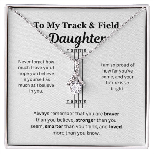 EllePendants To My Track and Field Daughter Necklace, Father Daughter Necklace, Mother Daughter Necklace, Daughter Birthday, Heart Jewelry, Gold Jewelry, Interlocking Hearts, Message Card Necklace