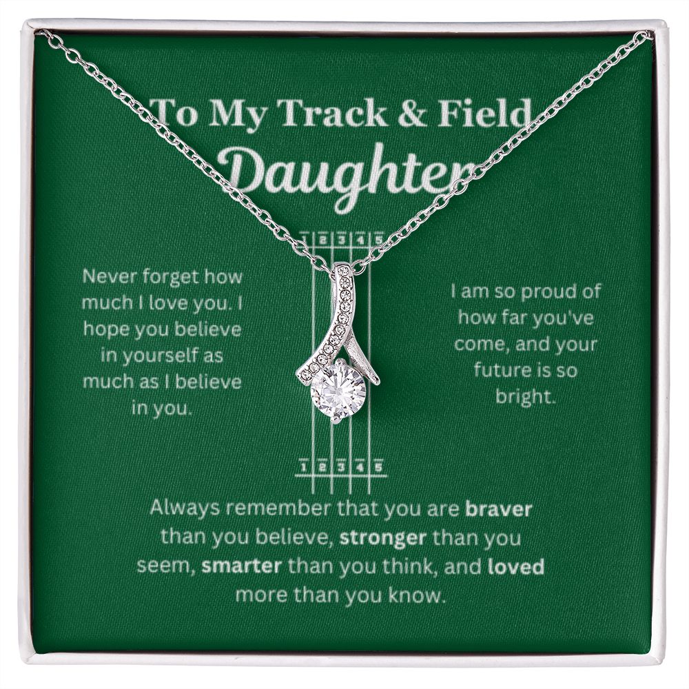 EllePendants To My Track and Field Daughter Necklace, Father Daughter Necklace, Mother Daughter Necklace, Daughter Birthday, Heart Jewelry, Gold Jewelry, Interlocking Hearts, Message Card Necklace