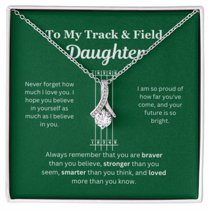 EllePendants To My Track and Field Daughter Necklace, Father Daughter Necklace, Mother Daughter Necklace, Daughter Birthday, Heart Jewelry, Gold Jewelry, Interlocking Hearts, Message Card Necklace