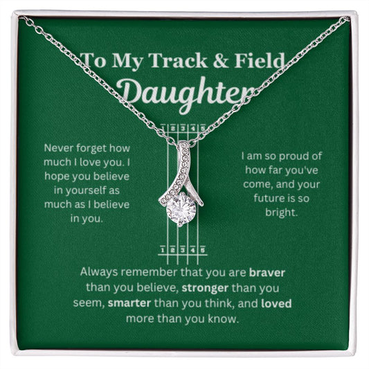 EllePendants To My Track and Field Daughter Necklace, Father Daughter Necklace, Mother Daughter Necklace, Daughter Birthday, Heart Jewelry, Gold Jewelry, Interlocking Hearts, Message Card Necklace