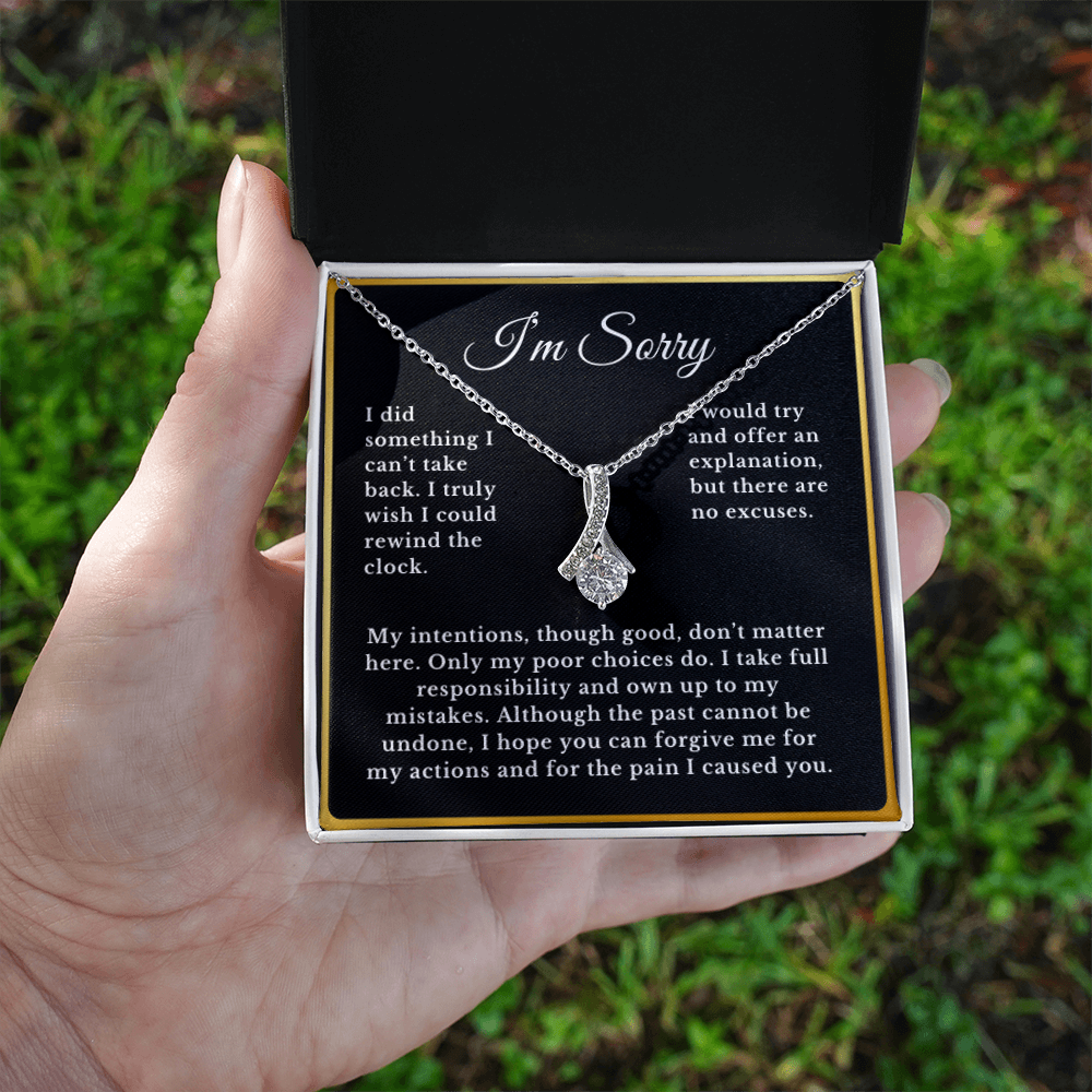 Apology Gift Necklace Message, I'm Sorry Card with Jewelry
