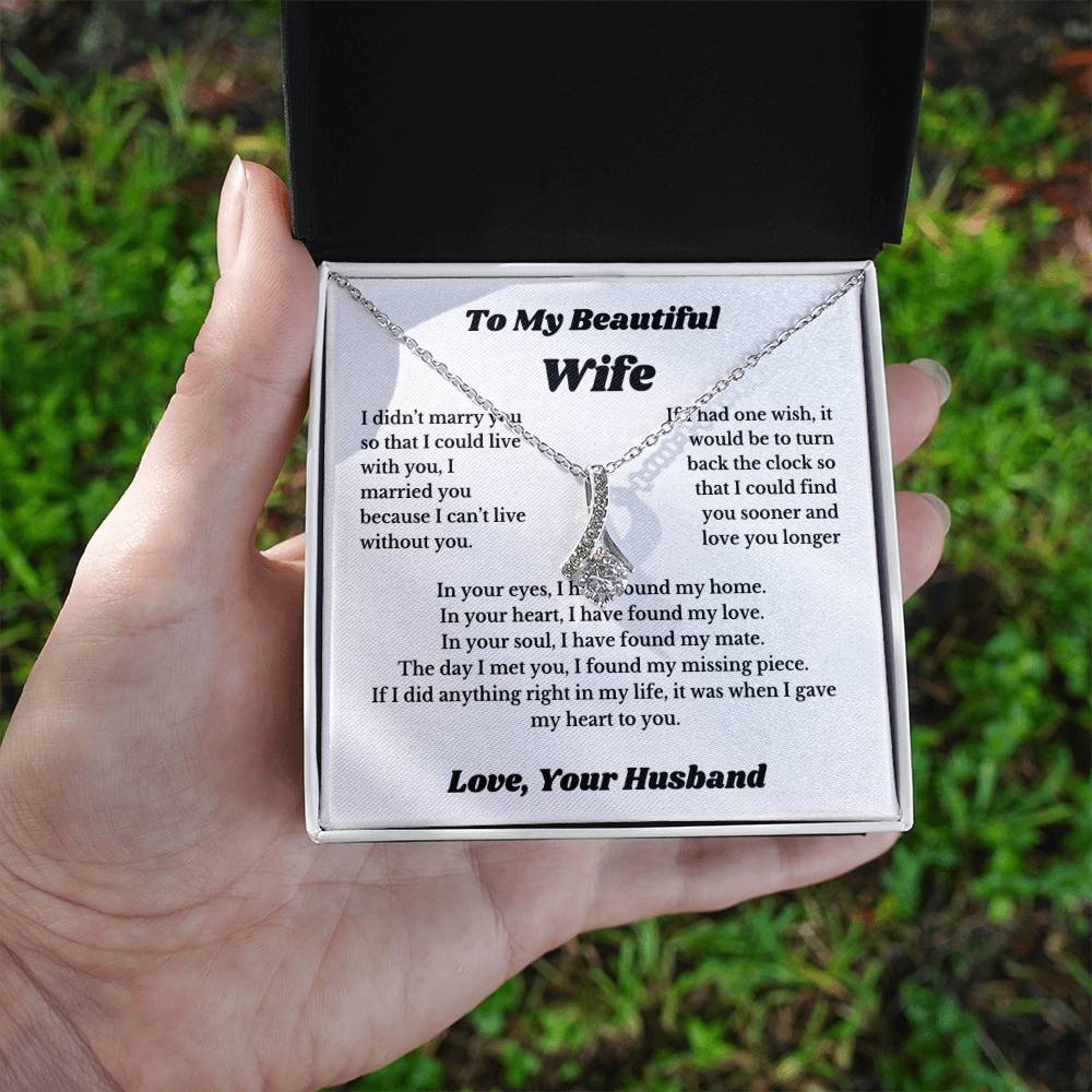 To My Wife Necklace from Husband – Romantic Wife Gift, Birthday Anniversary Valentine's Day Jewelry for Her