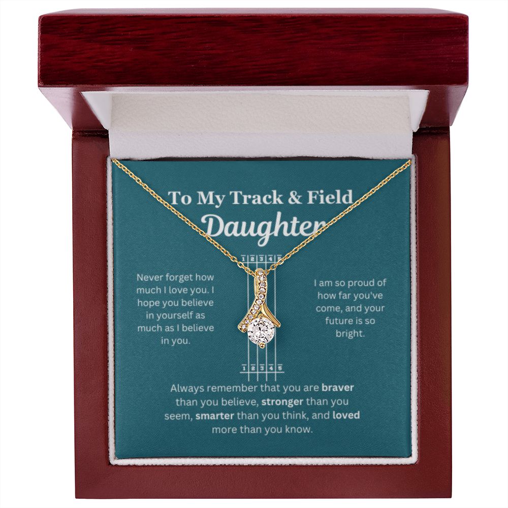 EllePendants To My Track and Field Daughter Necklace, Father Daughter Necklace, Mother Daughter Necklace, Daughter Birthday, Heart Jewelry, Gold Jewelry, Interlocking Hearts, Message Card Necklace