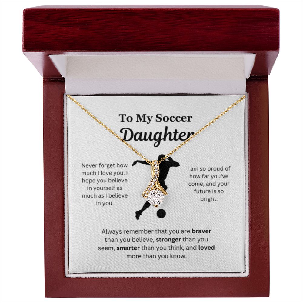 EllePendants To My Soccer Daughter Necklace, Father Daughter Necklace, Mother Daughter Necklace, Daughter Birthday, Heart Jewelry, Gold Jewelry, Interlocking Hearts, Message Card Necklace