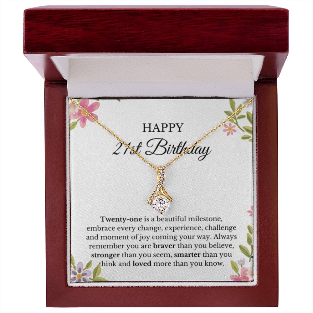 21st Birthday Ribbon Necklace