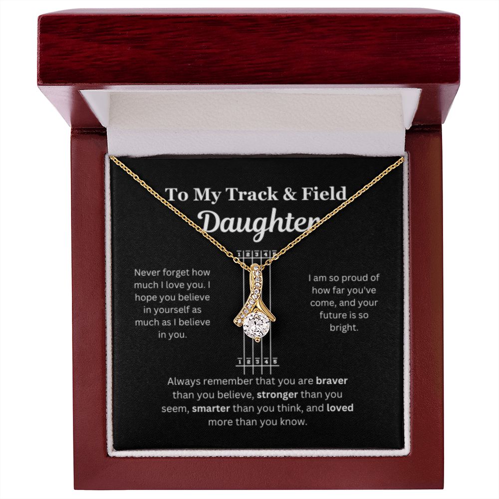 EllePendants To My Track and Field Daughter Necklace, Father Daughter Necklace, Mother Daughter Necklace, Daughter Birthday, Heart Jewelry, Gold Jewelry, Interlocking Hearts, Message Card Necklace
