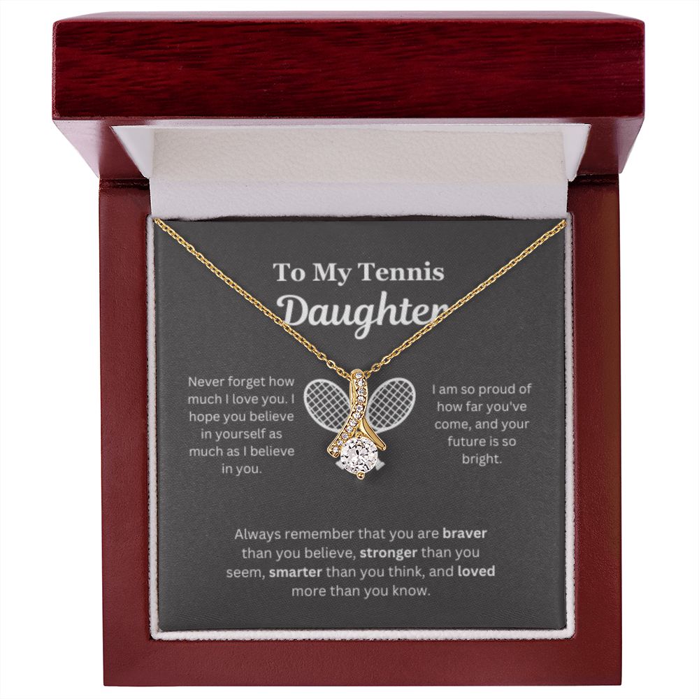 EllePendants To My Tennis Daughter Necklace, Father Daughter Necklace, Mother Daughter Necklace, Daughter Birthday, Heart Jewelry, Gold Jewelry, Interlocking Hearts, Message Card Necklace