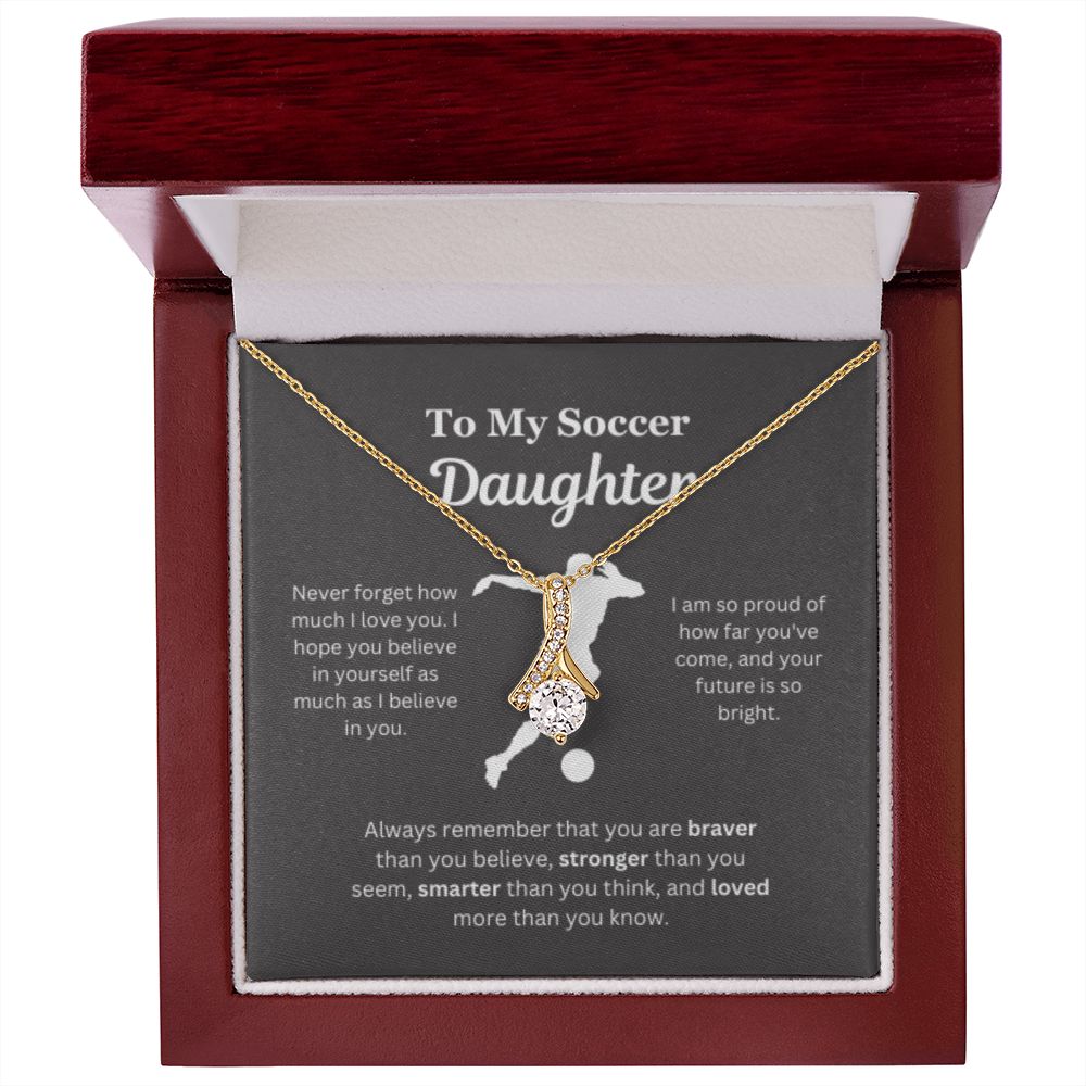 EllePendants To My Soccer Daughter Necklace, Father Daughter Necklace, Mother Daughter Necklace, Daughter Birthday, Heart Jewelry, Gold Jewelry, Interlocking Hearts, Message Card Necklace