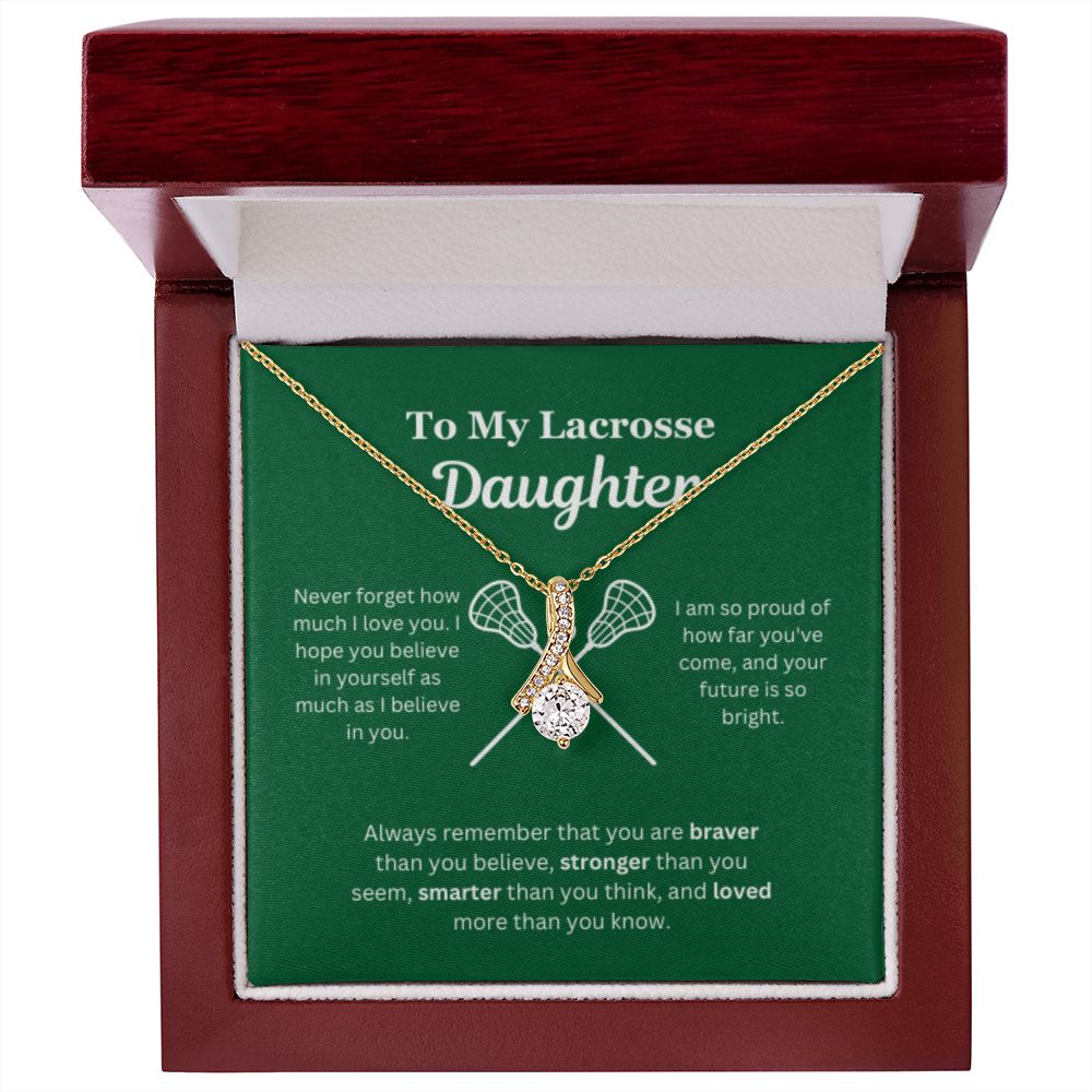 EllePendants To My Lacrosse Daughter Necklace, Father Daughter Necklace, Mother Daughter Necklace, Daughter Birthday, Heart Jewelry, Gold Jewelry, Interlocking Hearts, Message Card Necklace