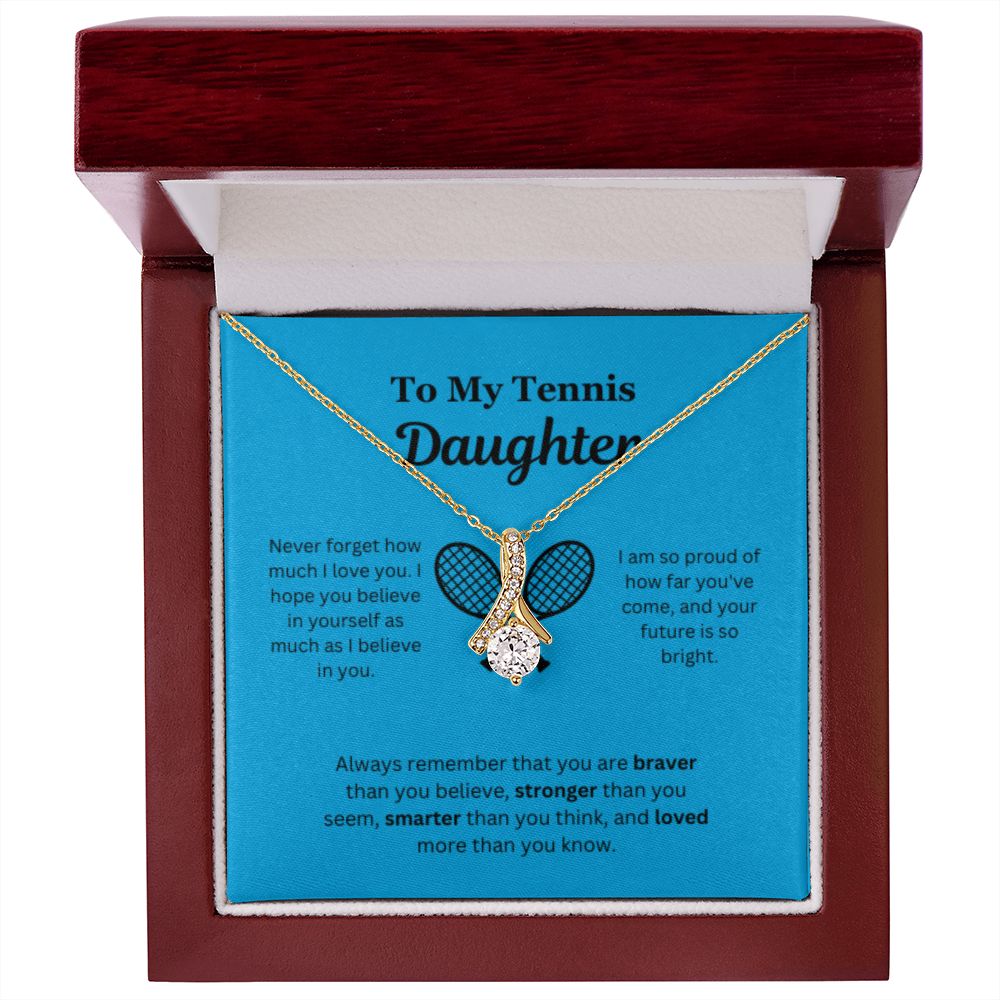 EllePendants To My Tennis Daughter Necklace, Father Daughter Necklace, Mother Daughter Necklace, Daughter Birthday, Heart Jewelry, Gold Jewelry, Interlocking Hearts, Message Card Necklace