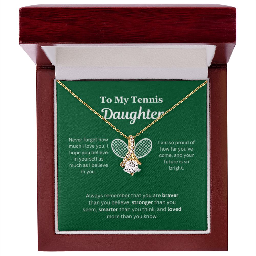 EllePendants To My Tennis Daughter Necklace, Father Daughter Necklace, Mother Daughter Necklace, Daughter Birthday, Heart Jewelry, Gold Jewelry, Interlocking Hearts, Message Card Necklace