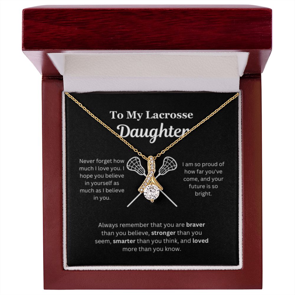 EllePendants To My Lacrosse Daughter Necklace, Father Daughter Necklace, Mother Daughter Necklace, Daughter Birthday, Heart Jewelry, Gold Jewelry, Interlocking Hearts, Message Card Necklace