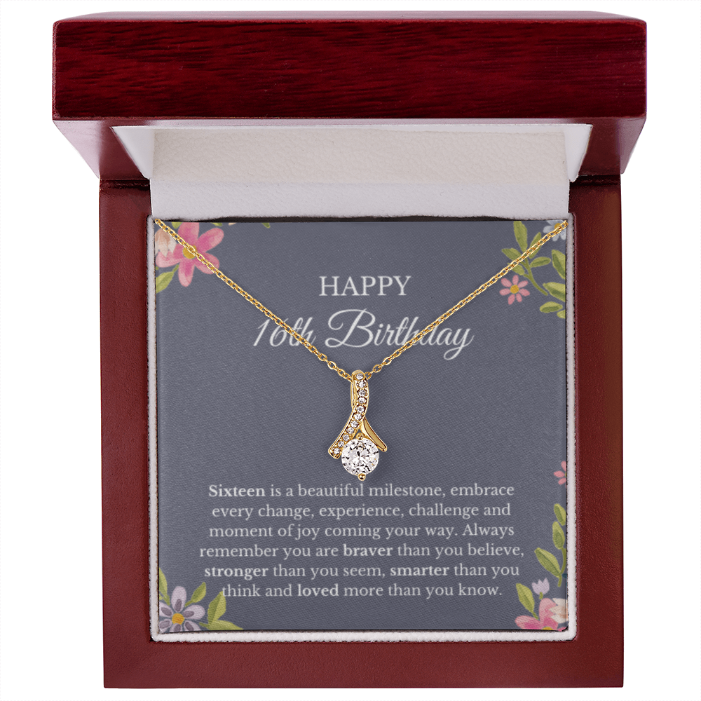 16th Birthday Necklace, Ribbon Necklace, Sweet Sixteen