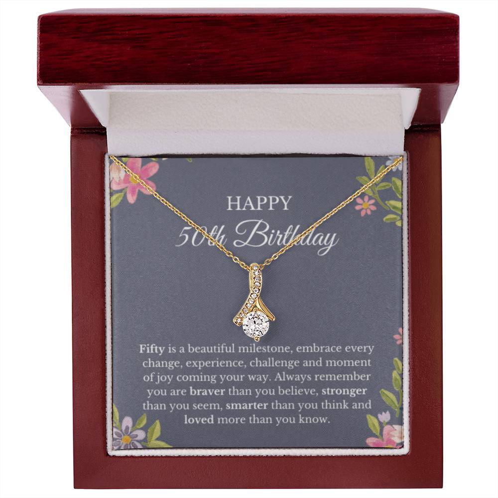 50th Birthday Necklace, Alluring Ribbon Jewelry