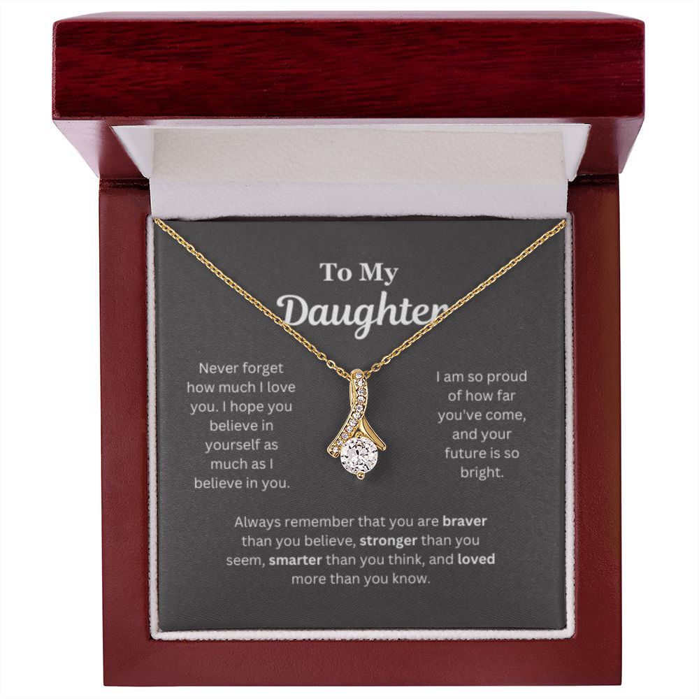 EllePendants To My Daughter Necklace, Father Daughter Necklace, Mother Daughter Necklace, Daughter Birthday, Heart Jewelry, Gold Jewelry, Interlocking Hearts, Message Card Necklace