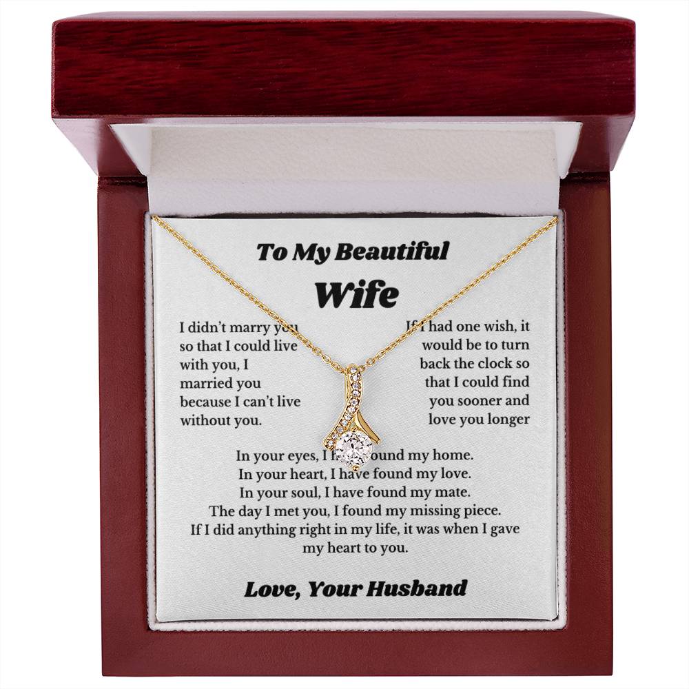 To My Wife Necklace from Husband – Romantic Wife Gift, Birthday Anniversary Valentine's Day Jewelry for Her