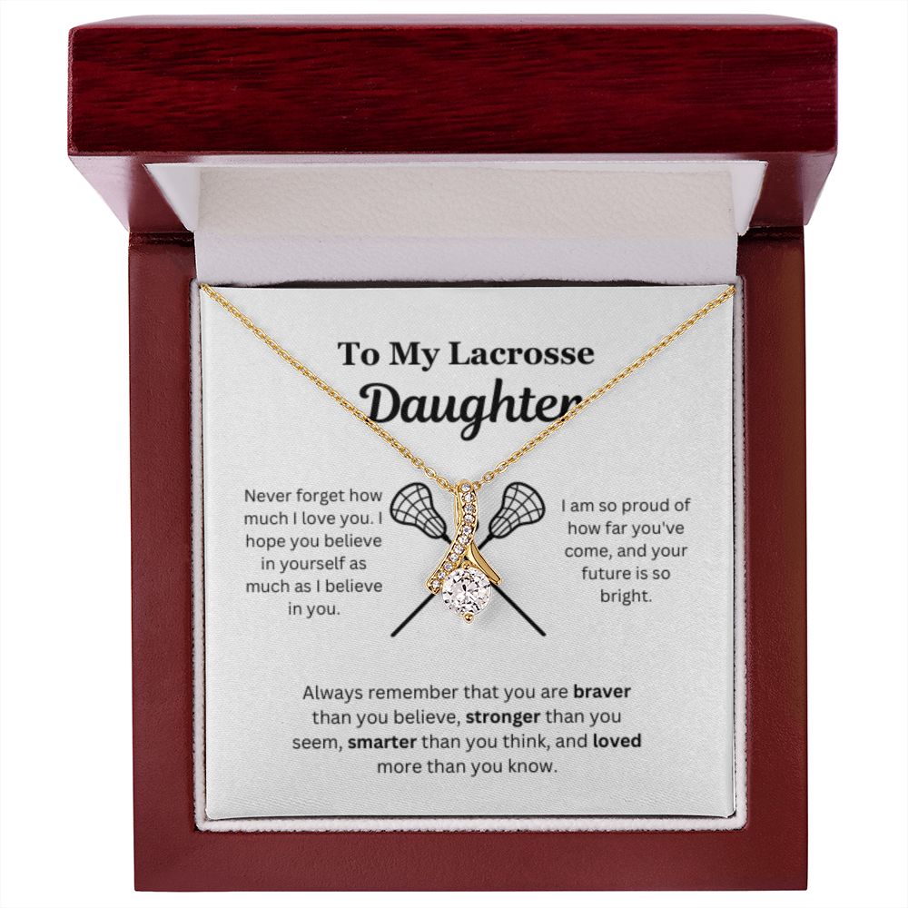 EllePendants To My Lacrosse Daughter Necklace, Father Daughter Necklace, Mother Daughter Necklace, Daughter Birthday, Heart Jewelry, Gold Jewelry, Interlocking Hearts, Message Card Necklace