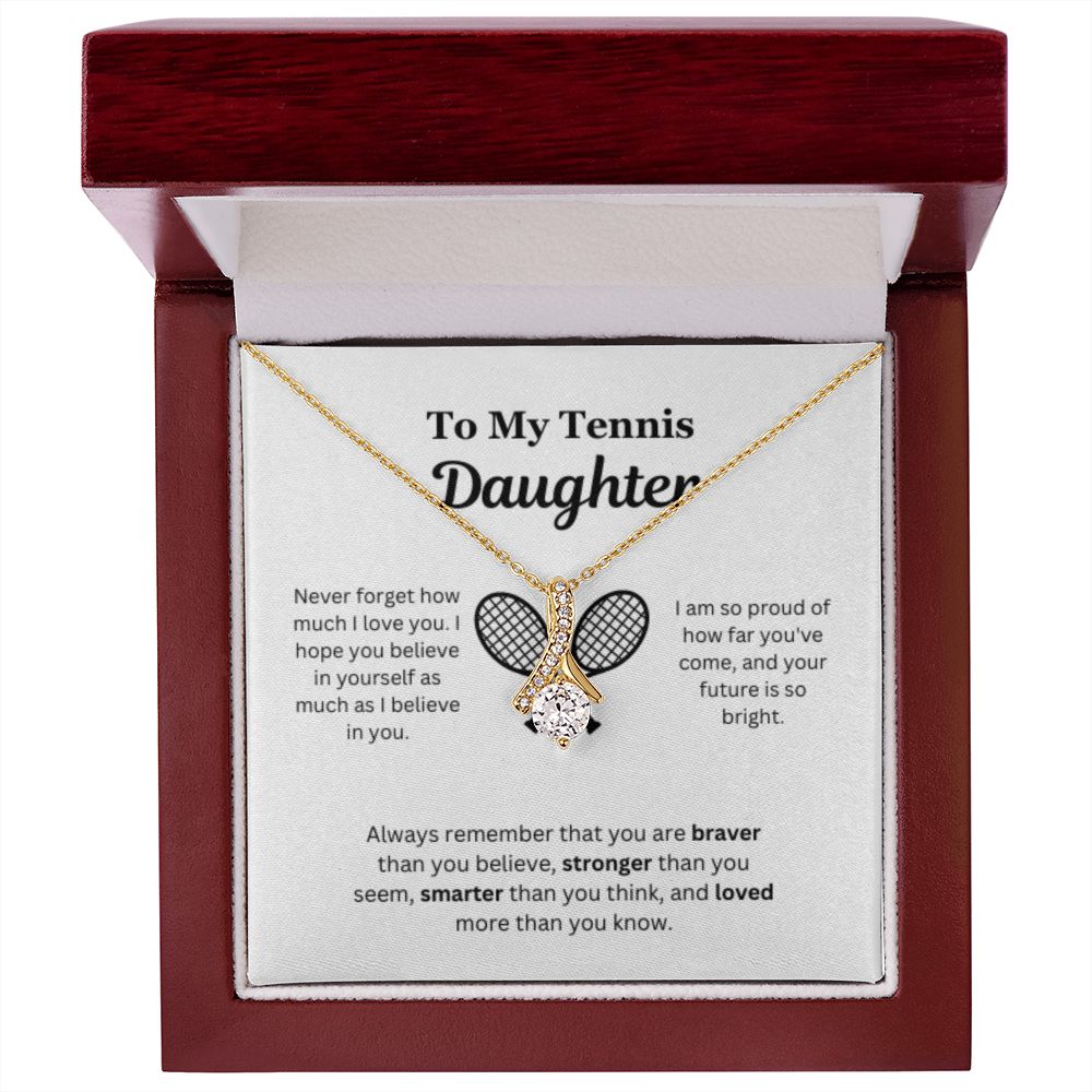 EllePendants To My Tennis Daughter Necklace, Father Daughter Necklace, Mother Daughter Necklace, Daughter Birthday, Heart Jewelry, Gold Jewelry, Interlocking Hearts, Message Card Necklace