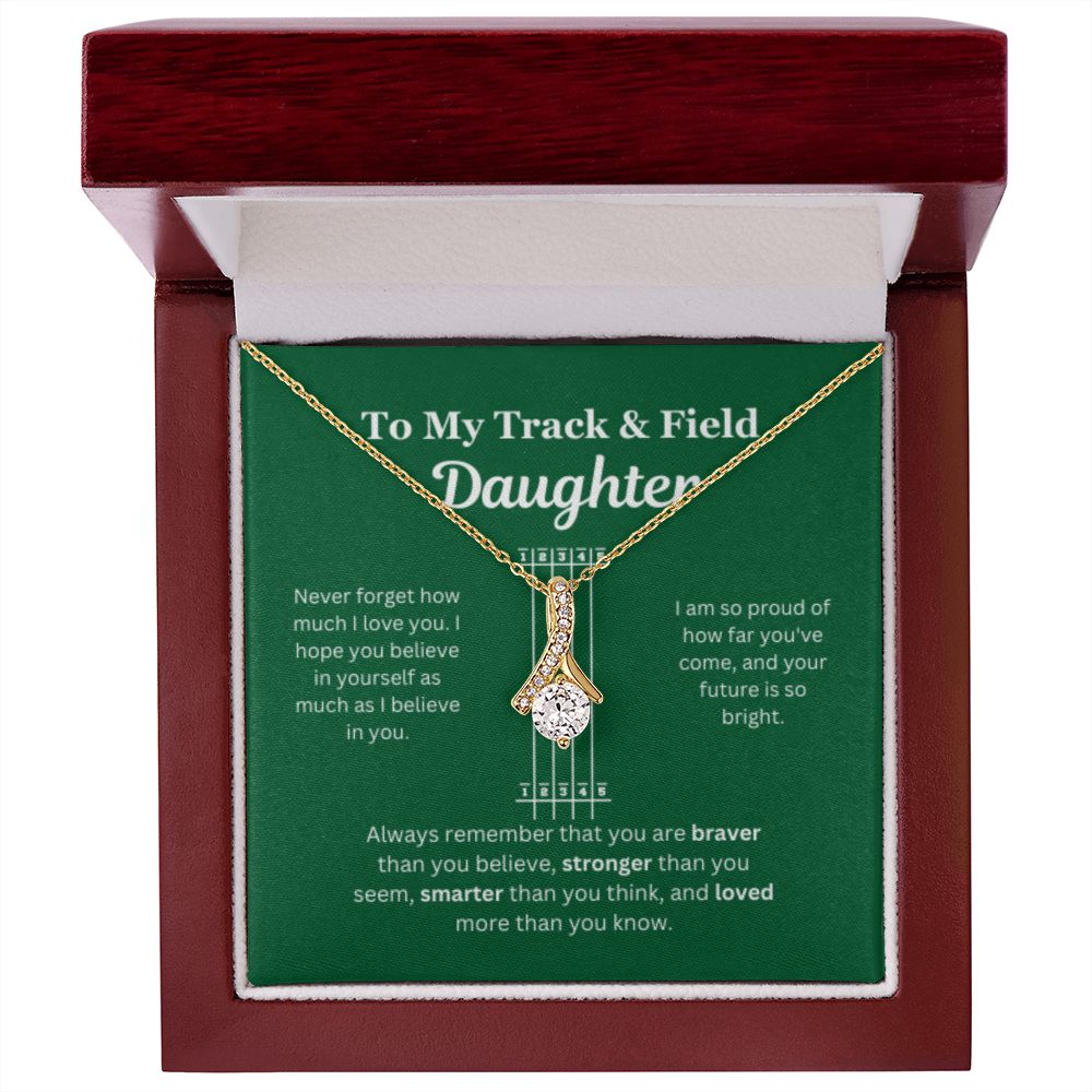 EllePendants To My Track and Field Daughter Necklace, Father Daughter Necklace, Mother Daughter Necklace, Daughter Birthday, Heart Jewelry, Gold Jewelry, Interlocking Hearts, Message Card Necklace