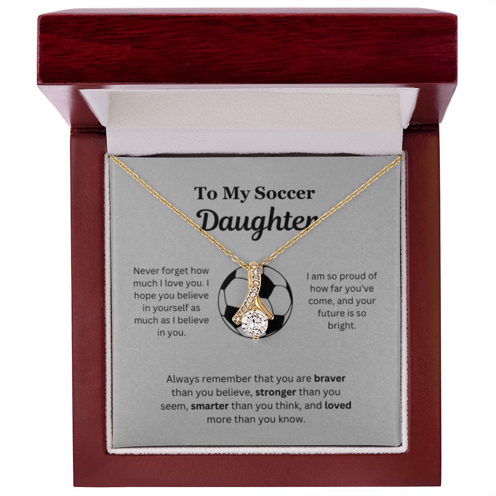 EllePendants To My Soccer Daughter Necklace, Father Daughter Necklace, Mother Daughter Necklace, Daughter Birthday, Heart Jewelry, Gold Jewelry, Interlocking Hearts, Message Card Necklace