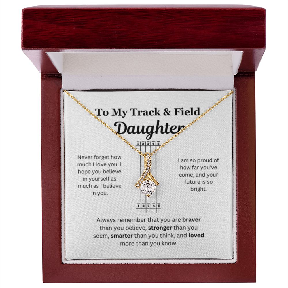EllePendants To My Track and Field Daughter Necklace, Father Daughter Necklace, Mother Daughter Necklace, Daughter Birthday, Heart Jewelry, Gold Jewelry, Interlocking Hearts, Message Card Necklace