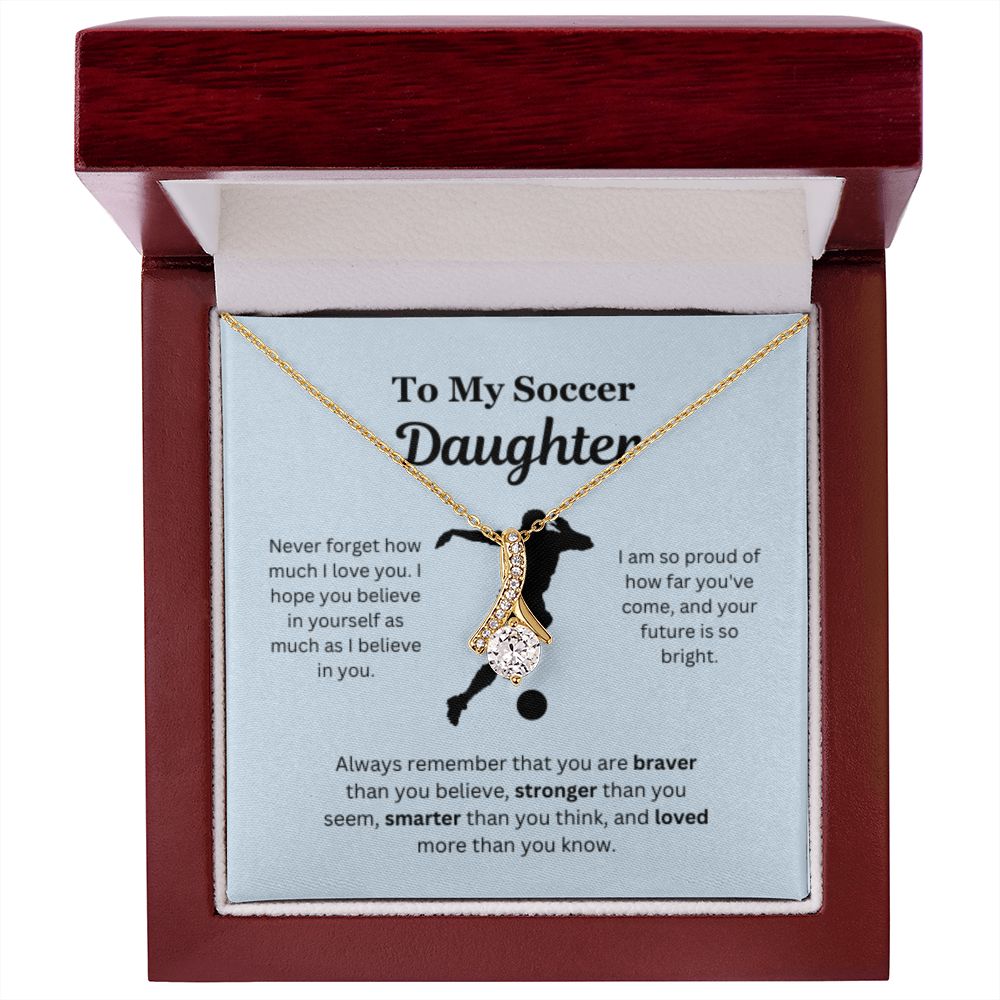 EllePendants To My Soccer Daughter Necklace, Father Daughter Necklace, Mother Daughter Necklace, Daughter Birthday, Heart Jewelry, Gold Jewelry, Interlocking Hearts, Message Card Necklace