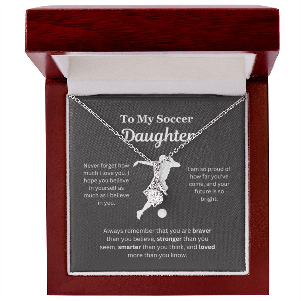 EllePendants To My Soccer Daughter Necklace, Father Daughter Necklace, Mother Daughter Necklace, Daughter Birthday, Heart Jewelry, Gold Jewelry, Interlocking Hearts, Message Card Necklace
