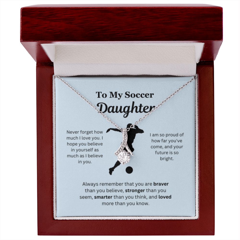 EllePendants To My Soccer Daughter Necklace, Father Daughter Necklace, Mother Daughter Necklace, Daughter Birthday, Heart Jewelry, Gold Jewelry, Interlocking Hearts, Message Card Necklace
