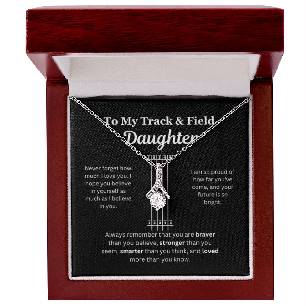 EllePendants To My Track and Field Daughter Necklace, Father Daughter Necklace, Mother Daughter Necklace, Daughter Birthday, Heart Jewelry, Gold Jewelry, Interlocking Hearts, Message Card Necklace