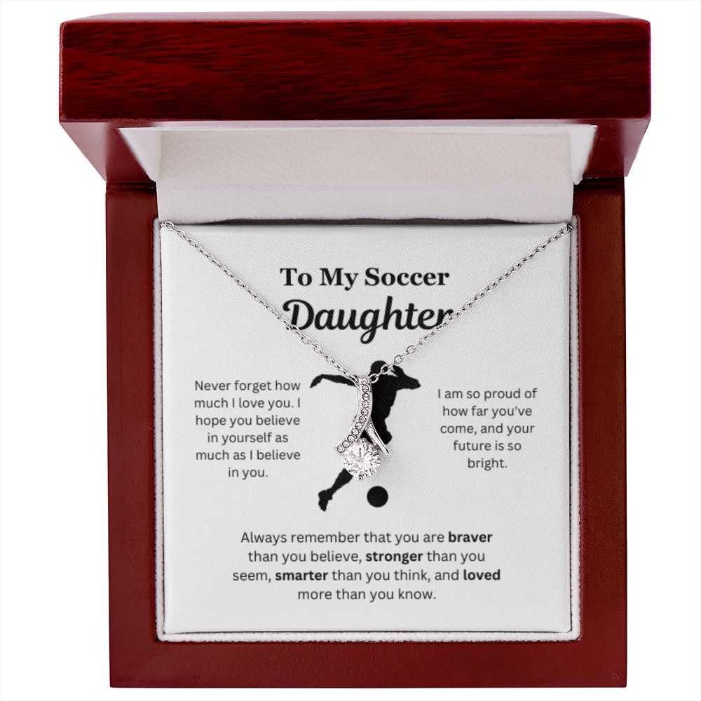 EllePendants To My Soccer Daughter Necklace, Father Daughter Necklace, Mother Daughter Necklace, Daughter Birthday, Heart Jewelry, Gold Jewelry, Interlocking Hearts, Message Card Necklace