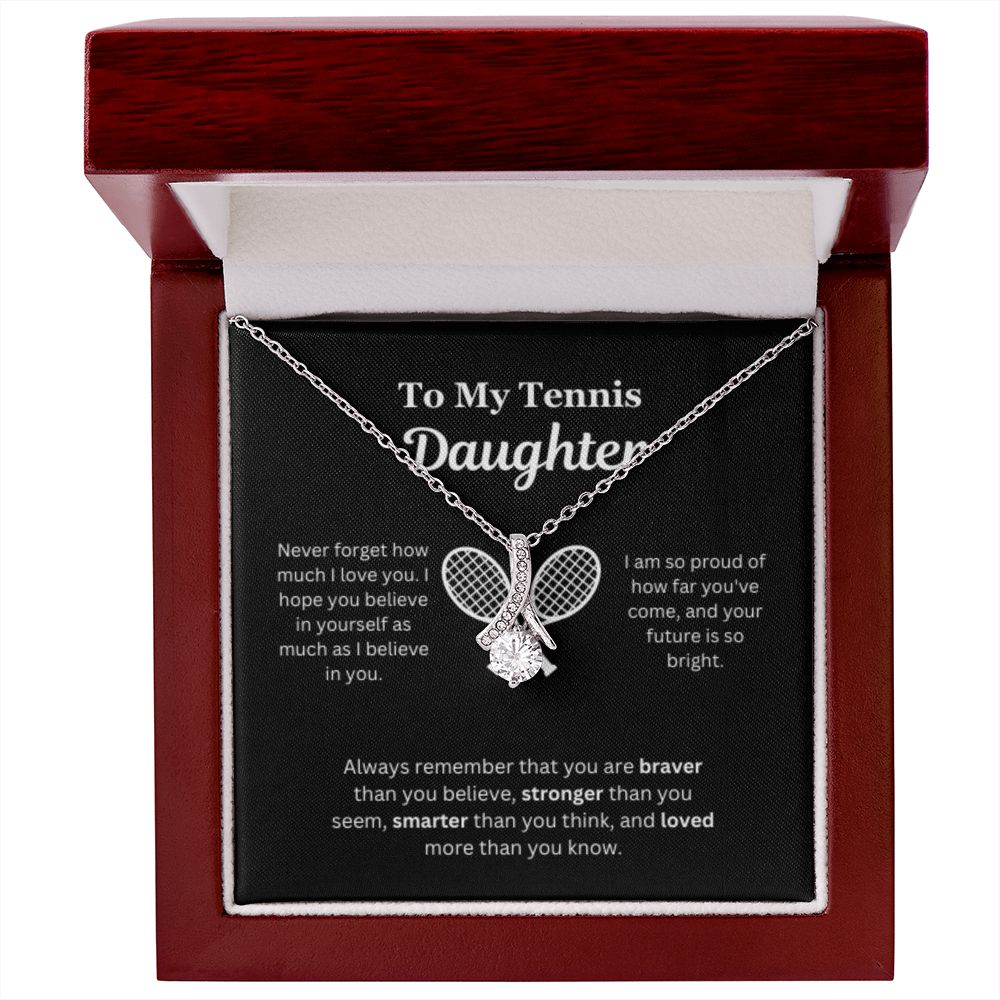 EllePendants To My Tennis Daughter Necklace, Father Daughter Necklace, Mother Daughter Necklace, Daughter Birthday, Heart Jewelry, Gold Jewelry, Interlocking Hearts, Message Card Necklace