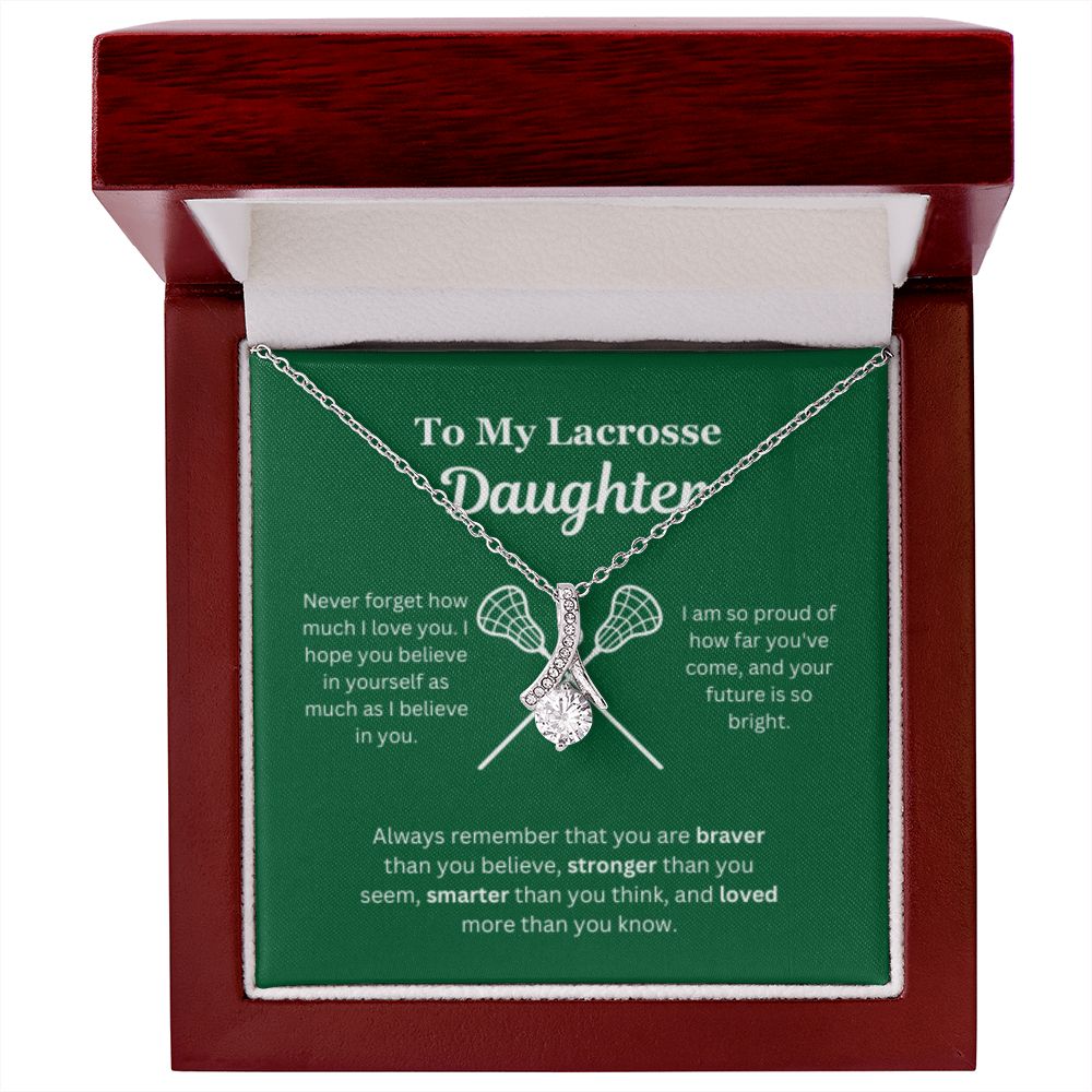 EllePendants To My Lacrosse Daughter Necklace, Father Daughter Necklace, Mother Daughter Necklace, Daughter Birthday, Heart Jewelry, Gold Jewelry, Interlocking Hearts, Message Card Necklace
