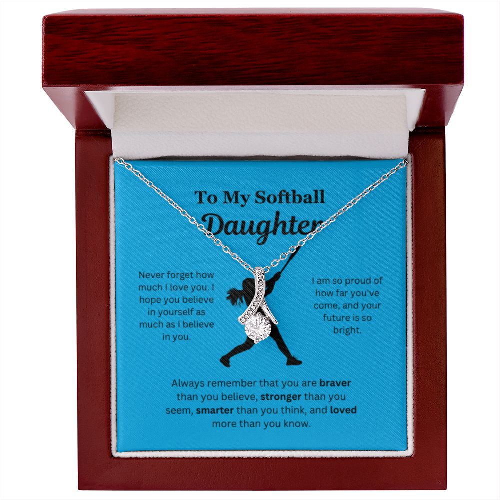 EllePendants To My Softball Daughter Necklace, Father Daughter Necklace, Mother Daughter Necklace, Daughter Birthday, Heart Jewelry, Gold Jewelry, Interlocking Hearts, Message Card Necklace